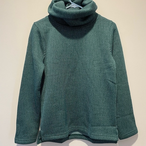 J. Crew Green Herringbone Cowl Neck Sweater Small - Picture 1 of 4